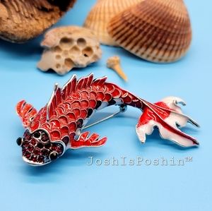 Enamel koi fish brooch pin